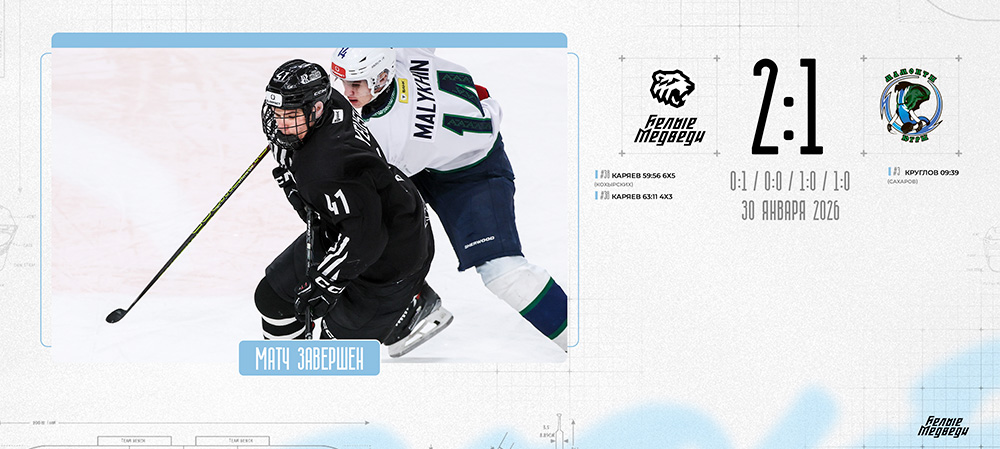 OLIMPBET Чемпионат МХЛ. «Белые Медведи» обыграли «Мамонтов Югры» в повторной встрече  