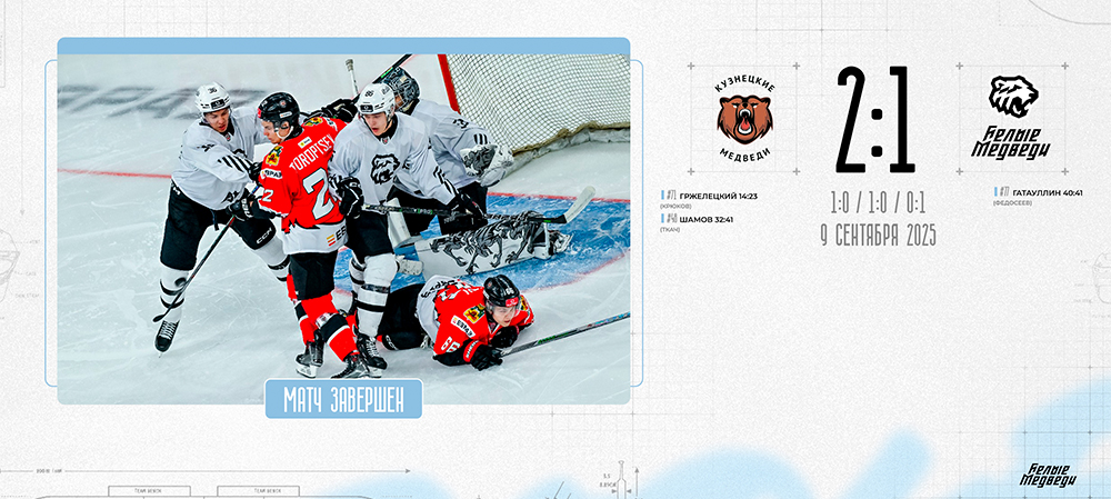 OLIMPBET Чемпионат МХЛ. «Белые Медведи» уступили в повторной встрече против «Кузнецких Медведей»  