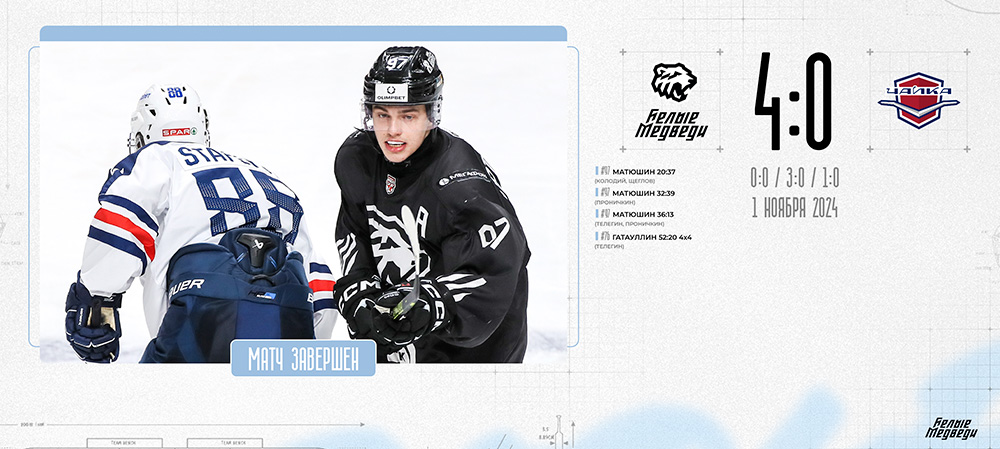 OLIMPBET Чемпионат МХЛ. «Белые Медведи» взяли реванш во втором матче против «Чайки»   