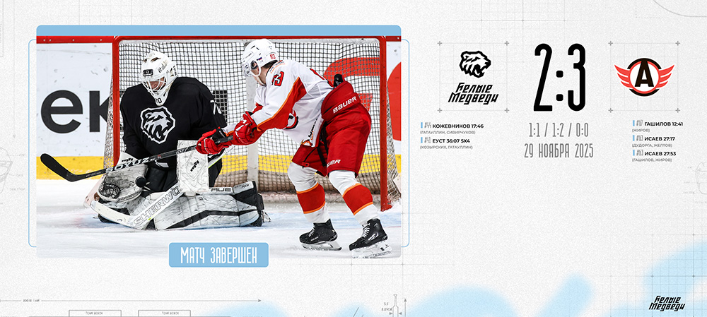 OLIMPBET Чемпионат МХЛ. «Белые Медведи» не сумели взять реванш у «Авто»  
