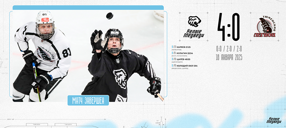 OLIMPBET Чемпионат МХЛ. «Белые Медведи» обыграли «Тюменский Легион»  