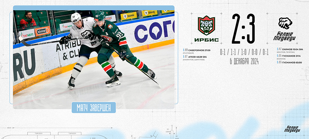МХЛ. «Белые Медведи» взяли реванш у «Ирбиса»  