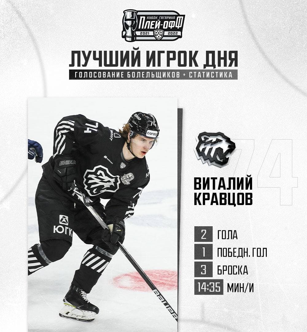 Виталий Кравцов - лучший игрок дня в КХЛ 