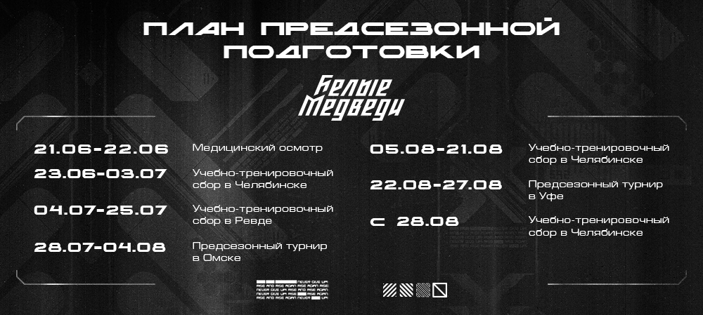 План предсезонной подготовки «Белых Медведей» 