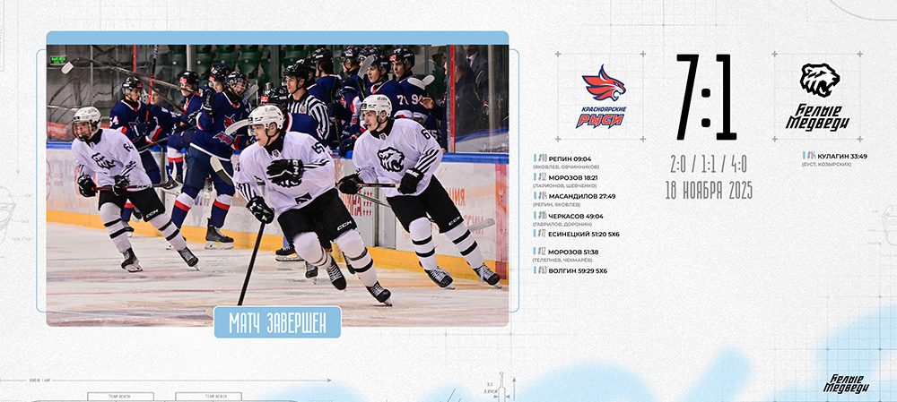 OLIMPBET Чемпионат МХЛ. «Белые Медведи» крупно уступили в Красноярске 