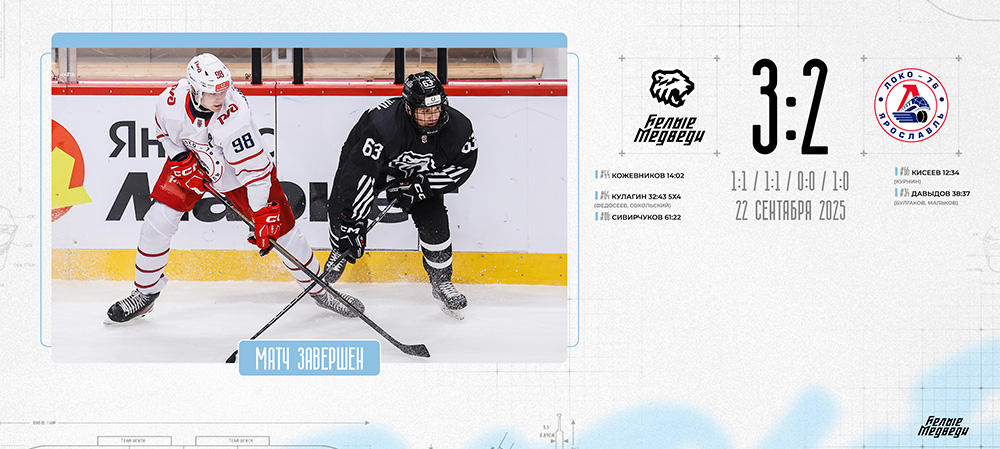 OLIMPBET Чемпионат МХЛ. «Белые Медведи» завершили первую домашнюю серию победой над «Локо-76»  