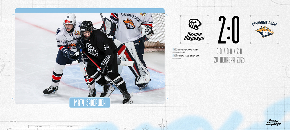 OLIMPBET Чемпионат МХЛ. «Белые Медведи» обыграли «Стальных Лисов» и одержали шестую победу подряд   
