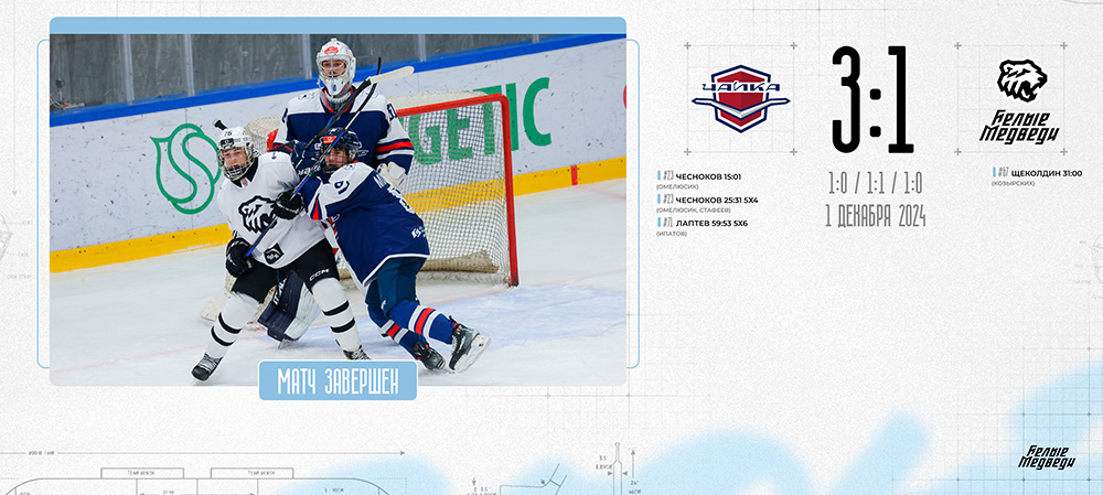 OLIMPBET Чемпионат МХЛ. «Белые Медведи» уступили «Чайке» в первом матче противостояния.  