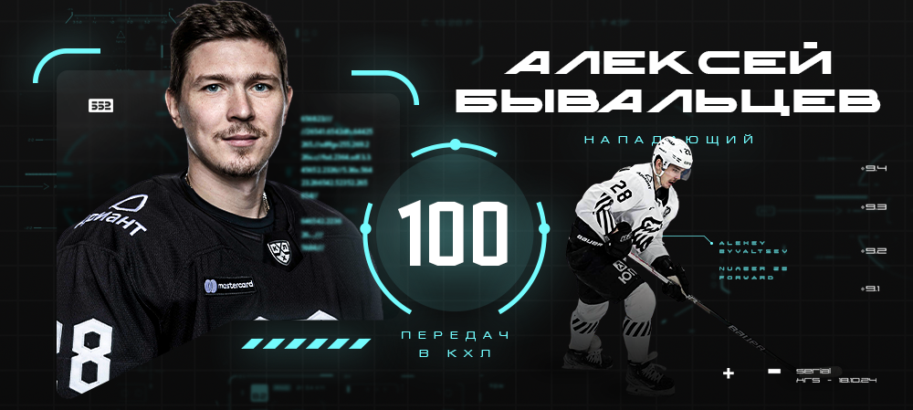 Алексей Бывальцев — 100 передач в КХЛ  