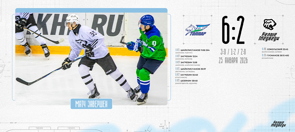 OLIMPBET Чемпионат МХЛ. «Белые Медведи» уступили в Уфе  