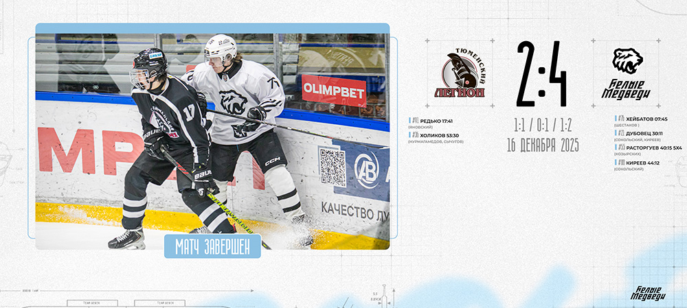 OLIMPBET Чемпионат МХЛ. «Белые Медведи» обыграли «Тюменский Легион» и одержали пятую победу подряд  