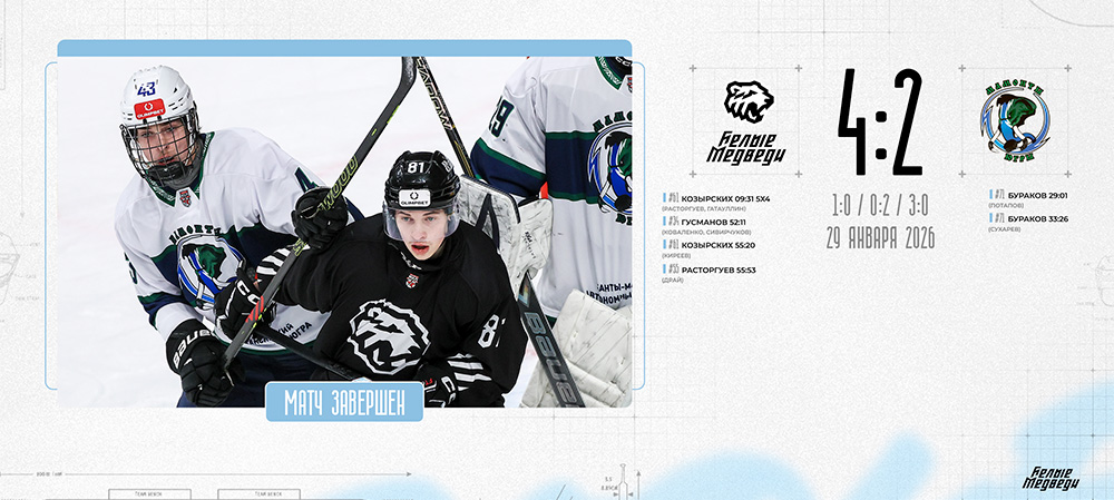 OLIMPBET Чемпионат МХЛ. «Белые Медведи» обыграли «Мамонтов Югры»   
