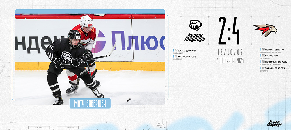 OLIMPBET Чемпионат МХЛ. «Белые Медведи» уступили «Омским Ястребам»  