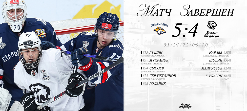 Кубок Харламова 2026. «Белые Медведи» уступили в первой игре серии «Стальным Лисам»   